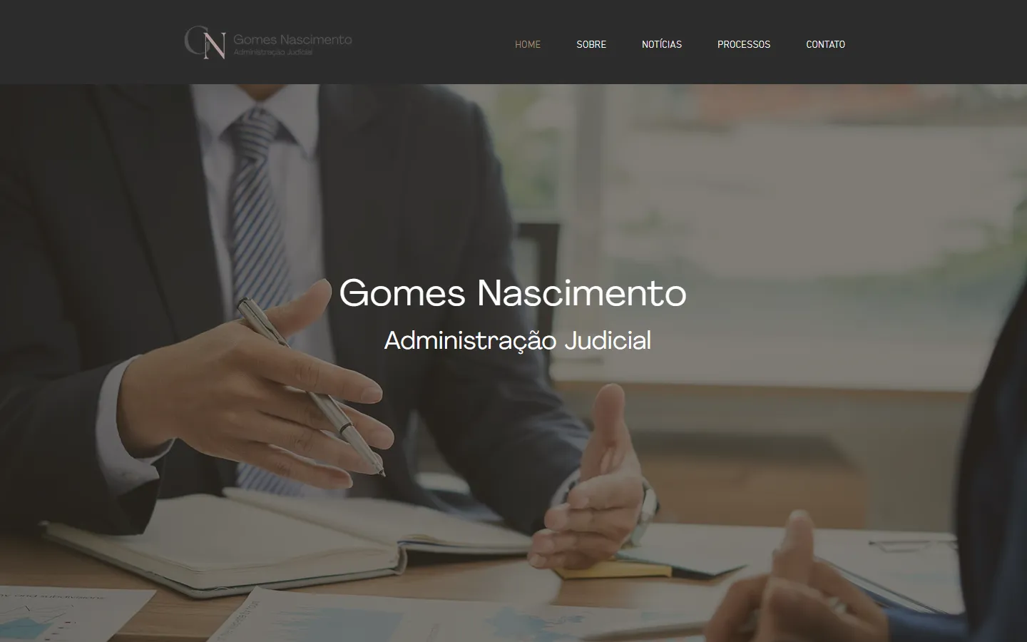 Gomes Nascimento Adm. Judicial website, home page