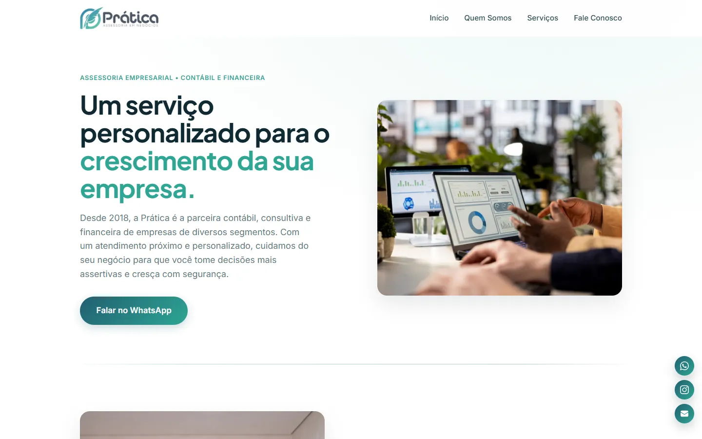 Prática Assessoria website, home page
