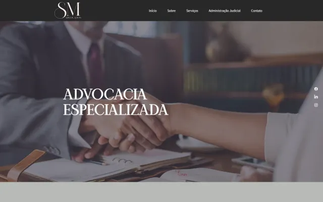 Site de SM Advogados, página inicial